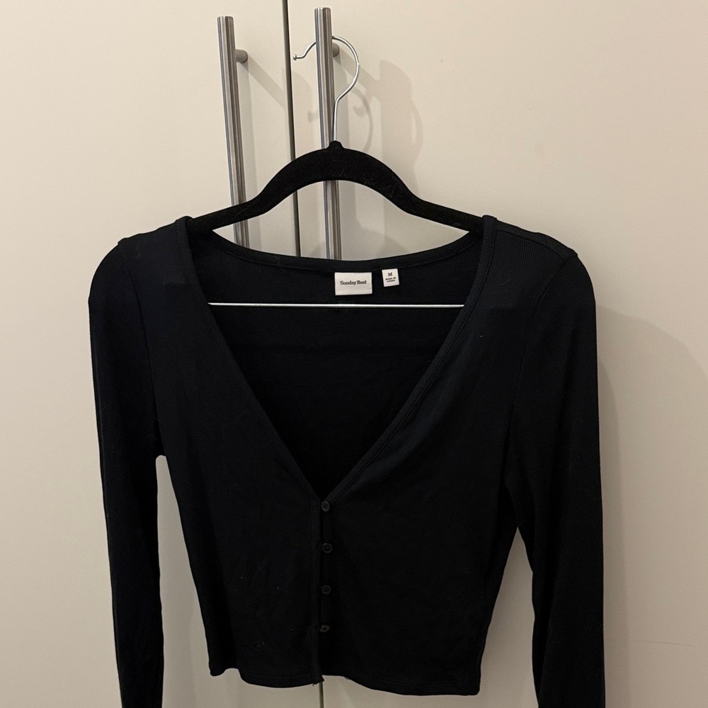 Aritzia Sunday Best Black Button-Down Top